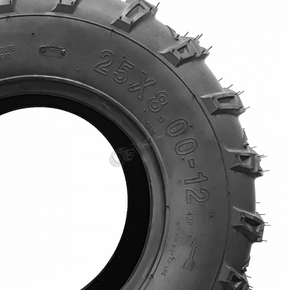 25x8-12 Front Tire All-Terrain (ATV) Utility-Task (UTV) Side-by-Side (SxS) Vehicles 6-Ply 1/2" Tread Depth Tubeless ATV Tires