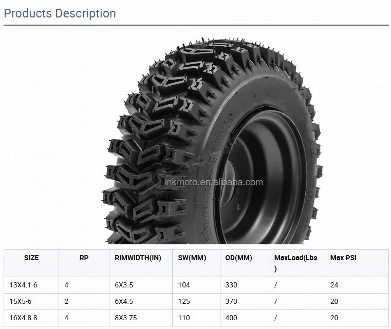 16x4.8-8 13X4.10-6 15X5-6 16x6.50-8 4PLY Tubeless Wholesale ATV Snow Plow Trye Winter Tires