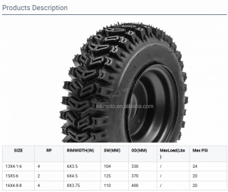 16x4.8-8 13X4.10-6 15X5-6 16x6.50-8 4PLY Tubeless Wholesale ATV Snow Plow Trye Winter Tires