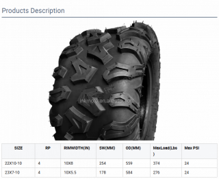 22X10-10 23X7-10 4PLY 10 Inch TL Tubeless Wholesale Off Road Go Kart ATV Tires