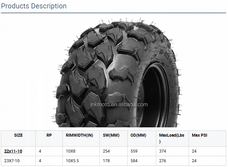 22x10-10 4PLY 10 Inch Tubeless Wholesale Off Road ATV Tires