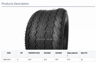 18x8.50-8 ATV Golf Cart Tires 6PLY 8 Inch Lawn Garden Turf ATV UTV Tires