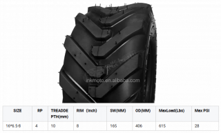 16x6.5-8 ATV Tires 8 Inch Tubeless Lawn Mower Tires