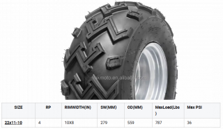 22x11-10  10 Inch Trailer WheelsTubeless Wholesale ATV Trailer Tires